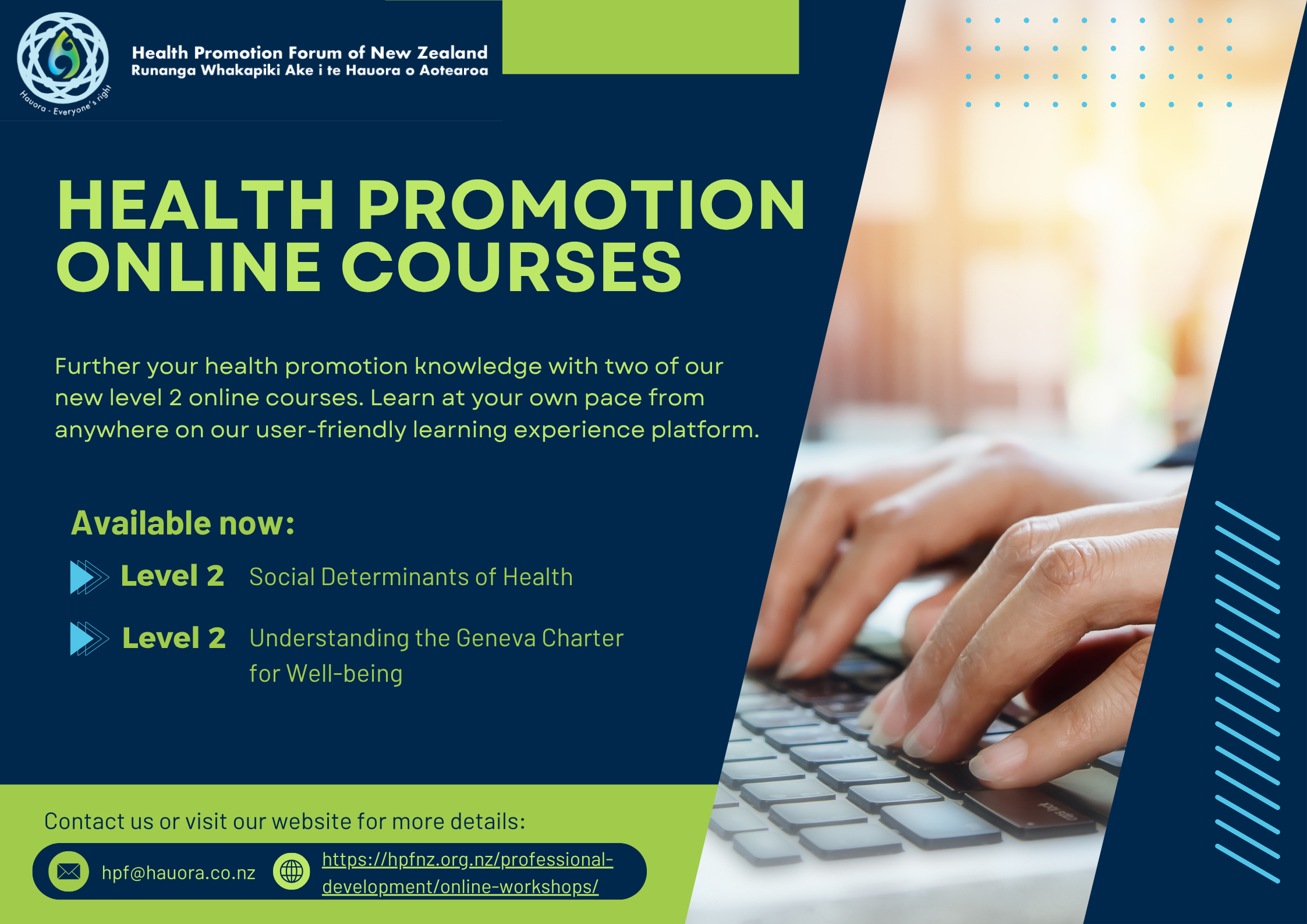 New Level 2 online health promotion courses now live image
