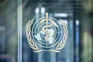 WHO logo in Geneva HQ